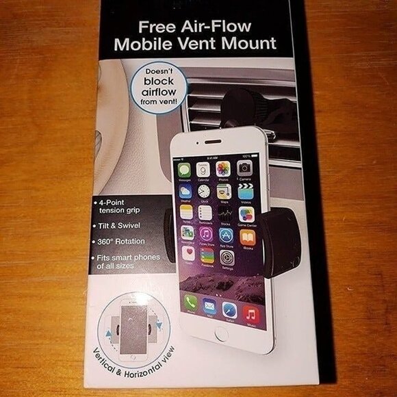 Free Air-Flow Mobile Vent Mount For iPhone & Samsung With 360° Rotation & Tilt - Picture 1 of 2